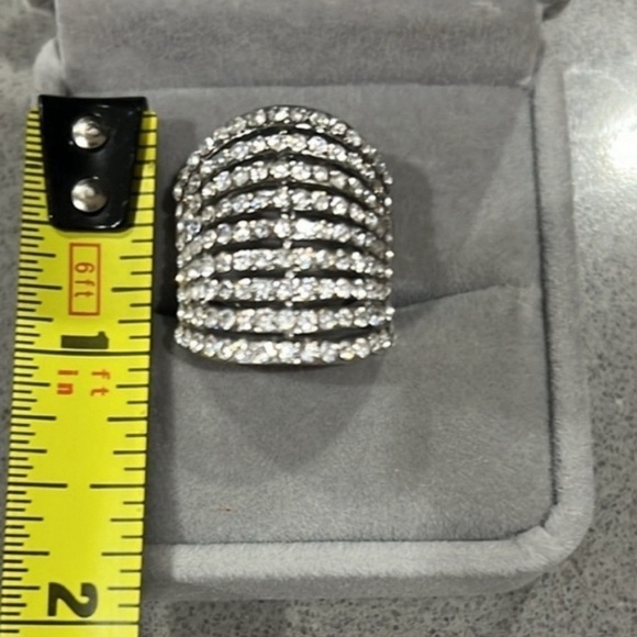 Rhinestone, Silver Plated Cocktail Statement ring - - Picture 13 of 14